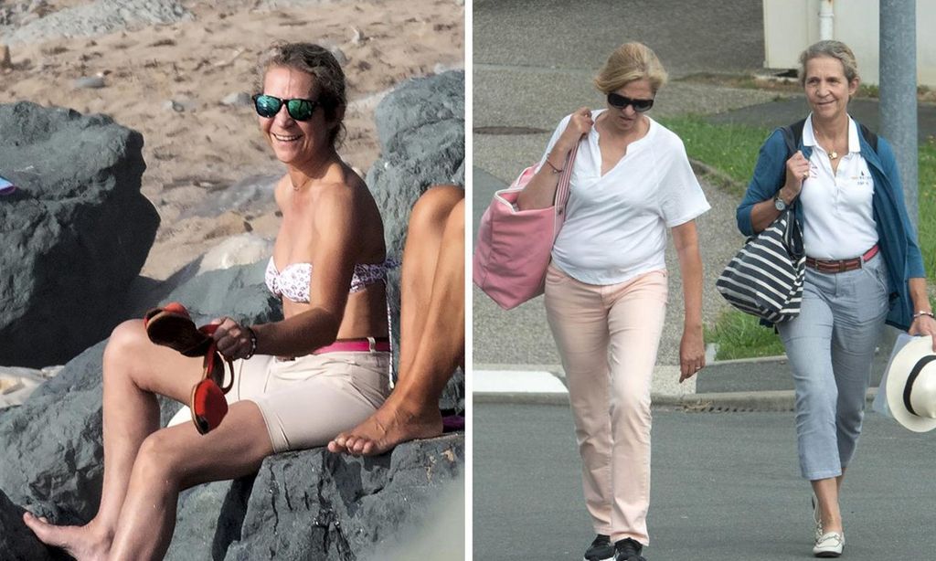 Las Infantas Elena y Crisitina con la familia Urdangarin en la playa