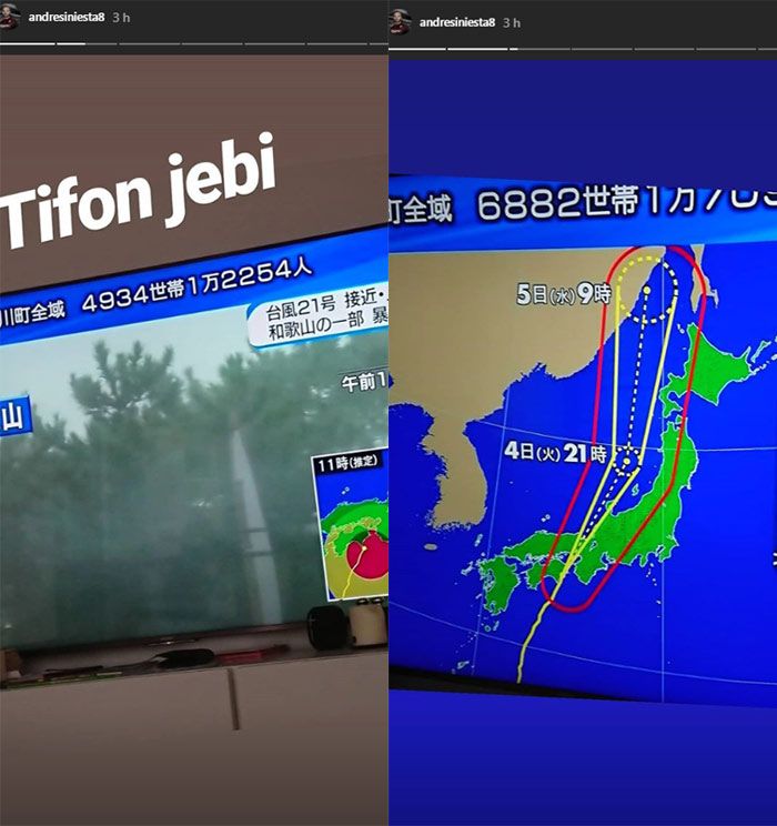 Andrés Iniesta, testigo de un tifón en Japón