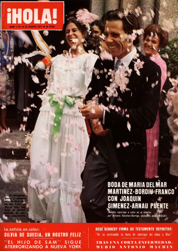 Sobre estas líneas, la primera boda de Jimmy y Merry Martínez-Bordiú, la nieta de Franco. El enlace fue portada de nuestra revista