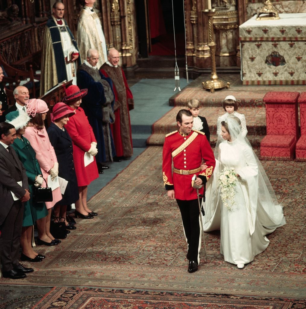 La princesa Ana el día de su boda con Mark Phillips el 14 de noviembre de 1973 en Londres