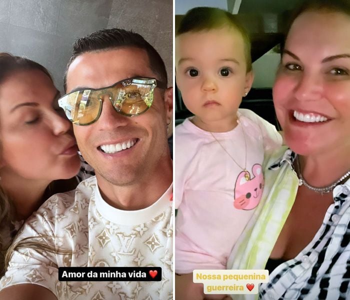 Katia Aveiro con su hermano Cristiano y su sobrina Bella Esmeralda