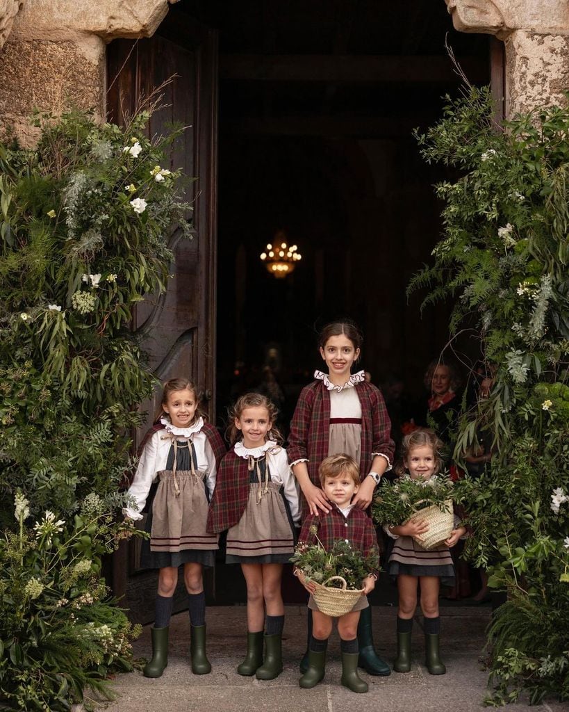 Niños de arras bodas de invierno estampado escocés