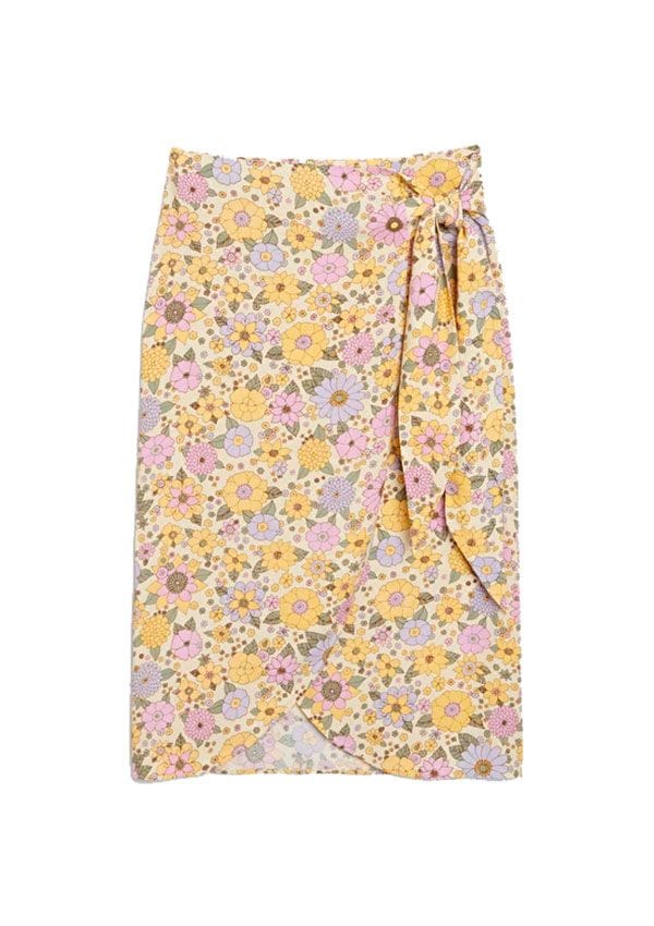 falda midi pareo cinturon verano flores