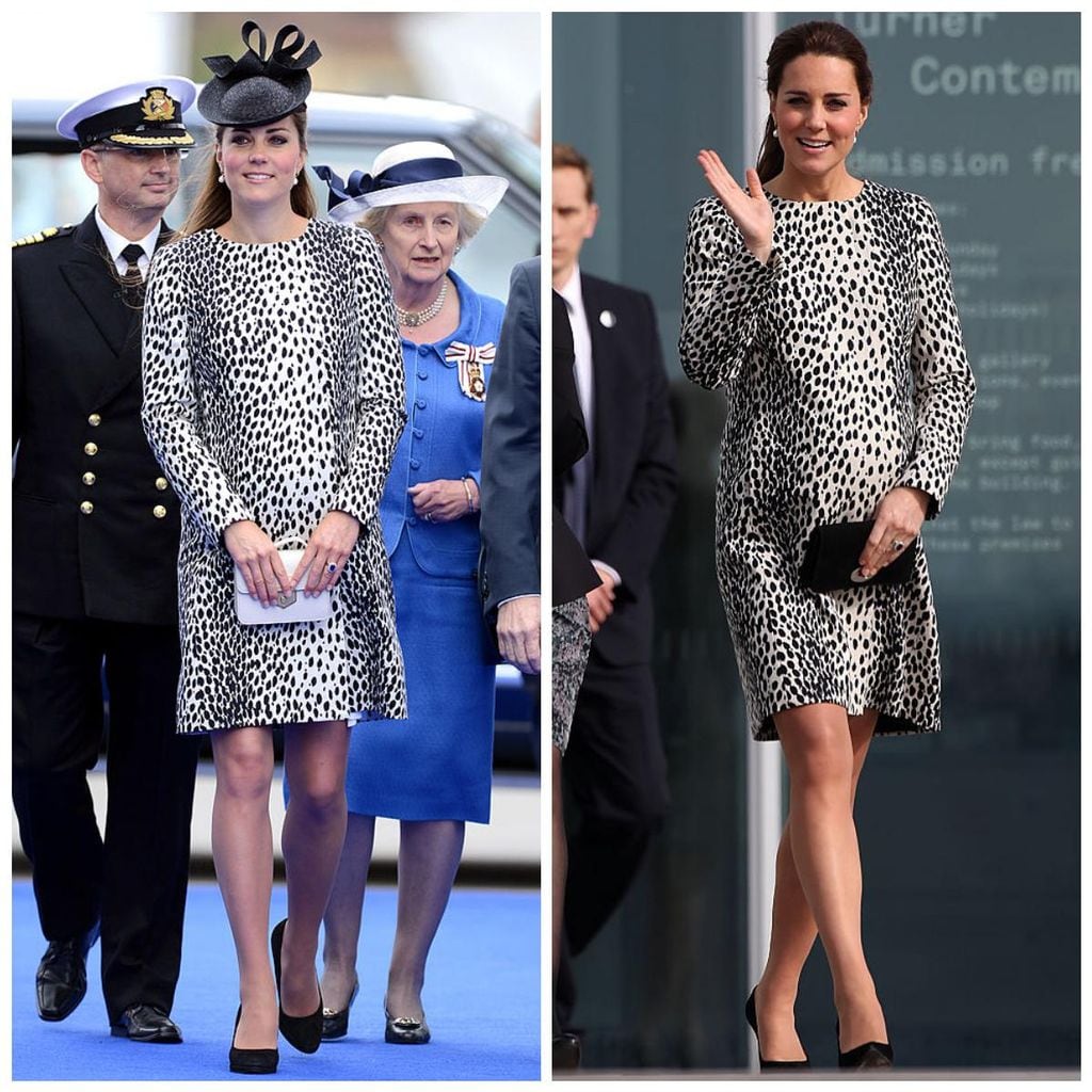 kate middleton con dress coat de hobbs con estampado de d lmata