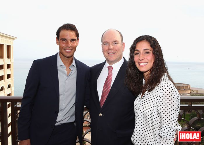 Rafa Nadal y Meri Perelló en la suite del tenista en Mónaco con el príncipe Alberto 