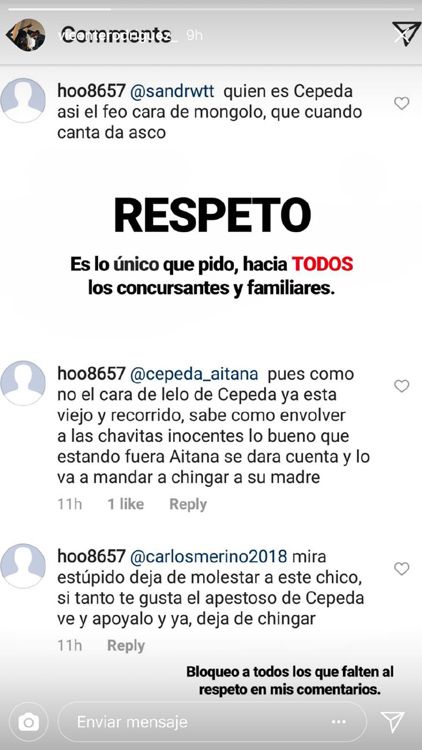 Vicente, el novio de Aitana, defiende a Cepeda