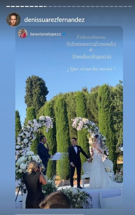 Denis Suárez y Nadia Avilés en su boda