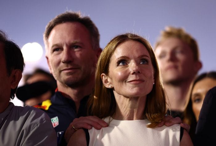 Geri Halliwell y Christian Horner en actitud cariñosa