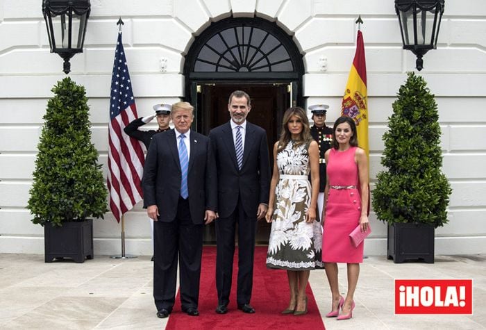 Reyes Felipe y Letizia con Donald y Melania Trump