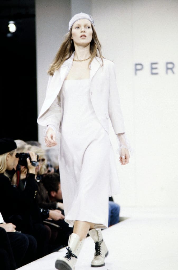 Kate Moss en el desfile de Perry Ellis Primavera/Verano 1993