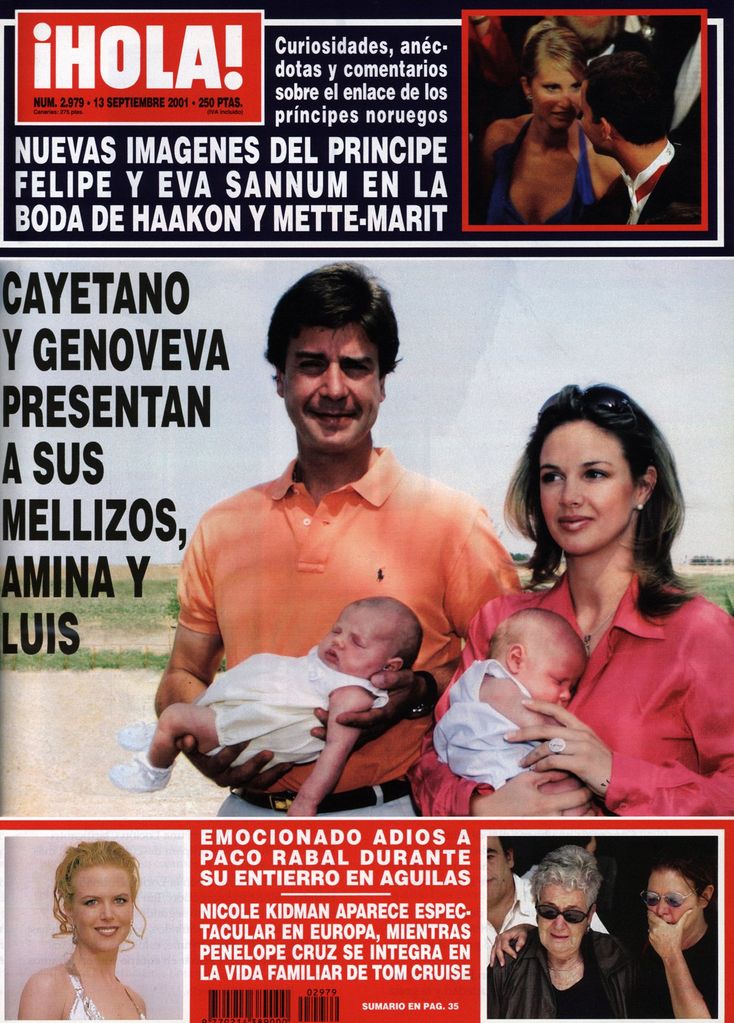 09/2001.Finca «Las Arroyuelas». Sevilla. Presentacion de los mellizos Luis y Amina, hijos de Cayetano Martinez de Irujo y Genoveva Casanova.