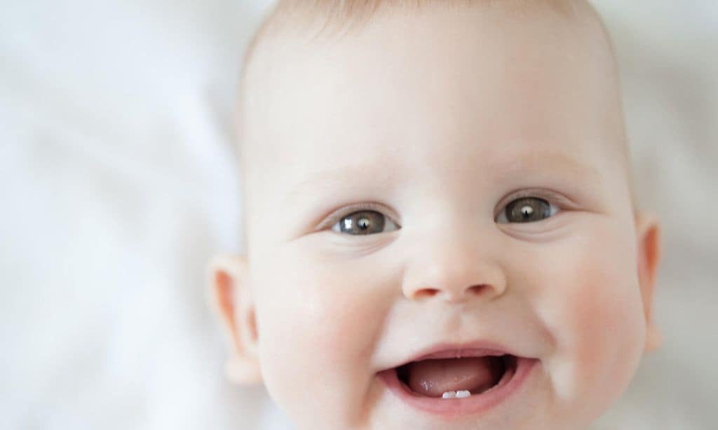 beb con sus primeros dientes