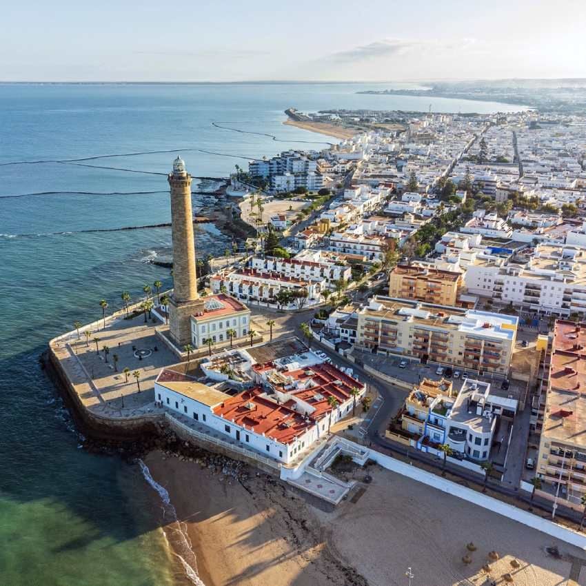 vista aerea de la localidad de chipiona en cadiz