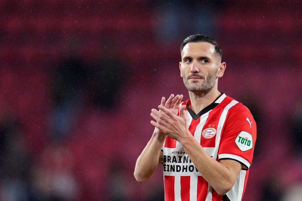 EINDHOVEN, NETHERLANDS - FEBRUARY 26: Lucas Perez of PSV disappointed after the match  during the Dutch KNVB Beker  match between PSV v Go Ahead Eagles at the Philips Stadium on February 26, 2025 in Eindhoven Netherlands (Photo by Photo Prestige/Soccrates/Getty Images)