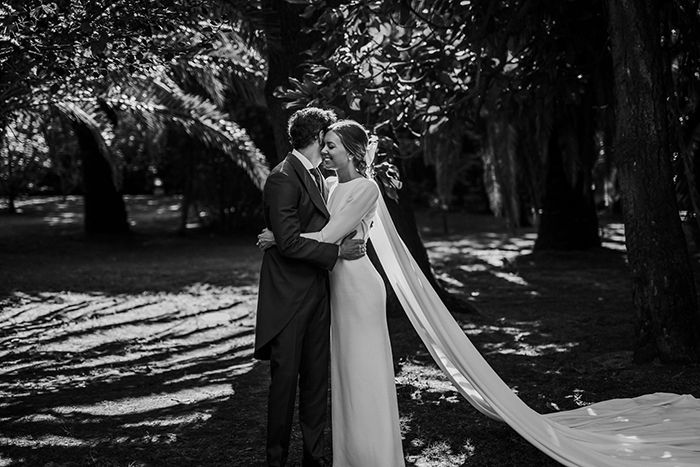 Vestido de novia con manga larga