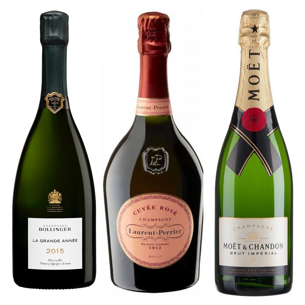 La Grande Anée Bollinger, Cuvée Rosé Laurent Perrier y Brut Imperial Möet Chandon