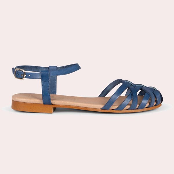 CANGREJERA Sandalias planas trenzadas AZUL mimao