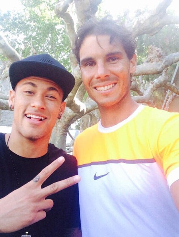 "Un placer recibir la visita de un grande tras mi debut en #Barcelona! Gracias x el apoyo @neymarjr", publicó Nadal tras su encuentro con Nicolás Almagro
