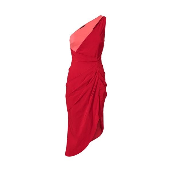 vestido rojo corto asimetrico