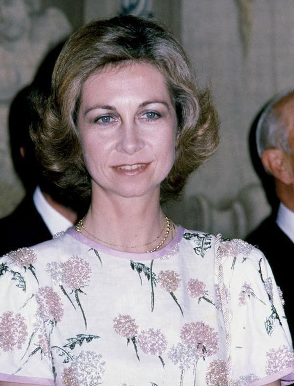 Queen Sofia on a trip to Italy in 1981