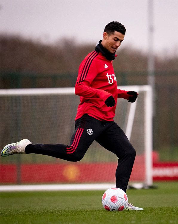 Cristiano Ronaldo entrenando con el Manchester United