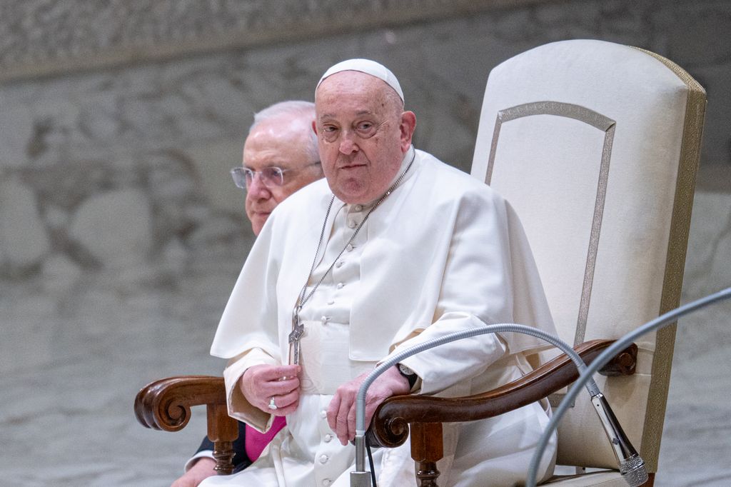 Pope Francis attends the weekly general audience in The Vatican, on February 12, 2025. (Photo by Massimo Valicchia/NurPhoto via Getty Images)