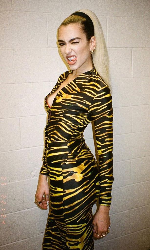 dua lipa zebra outfit