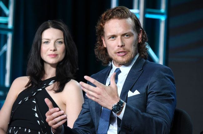 Caitriona Balfe y Sam Heughan durante una rueda de prensa previa al estreno de la tercera temporada de Outlander