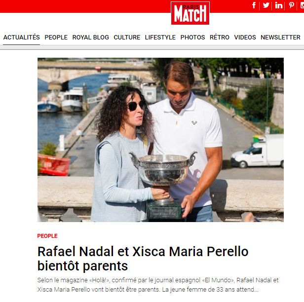 Paris Match publica la noticia del embarazo de Nadal