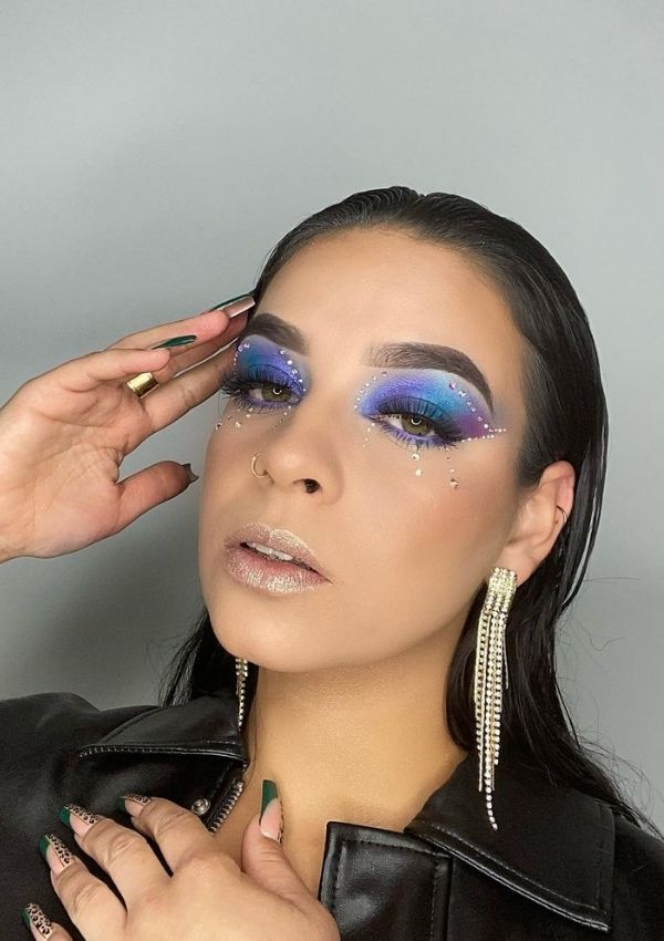 maquillaje ojos ocean azul morado