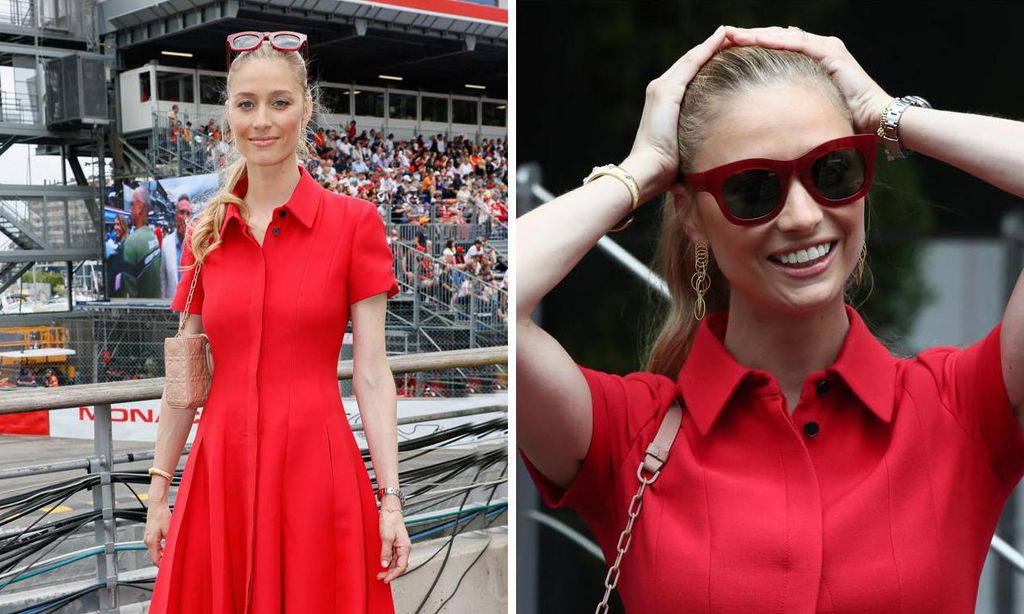 
Beatrice, en 2019, apostó por el rojo con un vestido midi de Dior y gafas de sol en honor a Sofía Loren.
