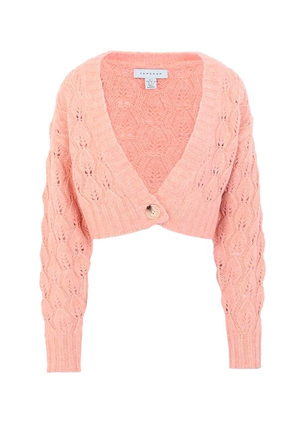 topshop cardiga corto rosa punto