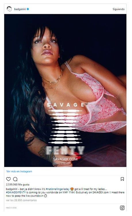 rihanna savagex instagram