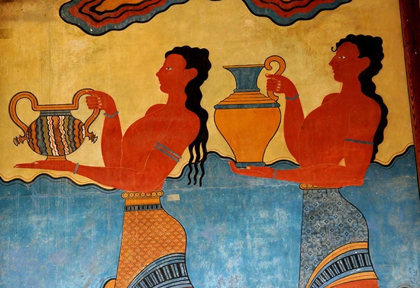 Fresco en el Palacio de Knossos, Creta, Grecia