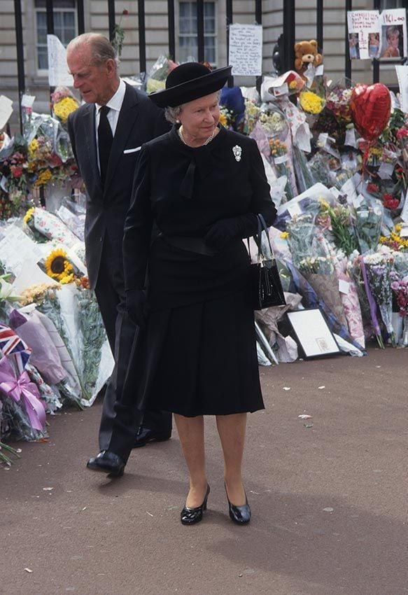 Isabel II en el funeral de Diana de Gales