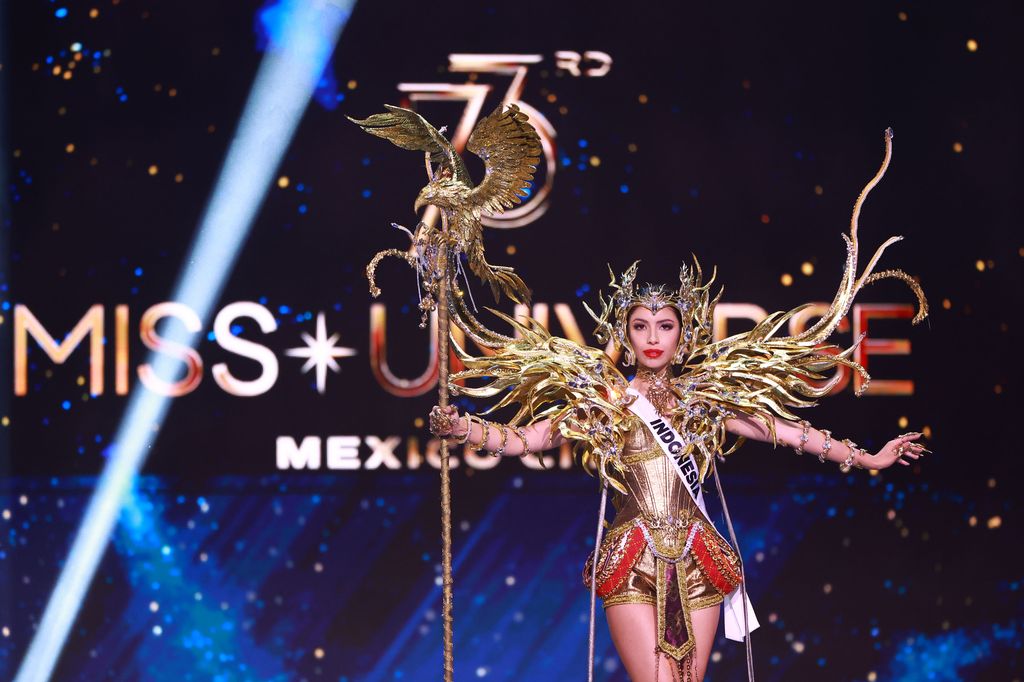 MEXICO CITY, MEXICO - NOVEMBER 14: Miss Indonesia Clara Shafira Krebs participates in the The 73rd Miss Universe Competition - Preliminary Competition at Arena Ciudad de Mexico on November 14, 2024 in Mexico City, Mexico. (Photo by Hector Vivas/Getty Images)