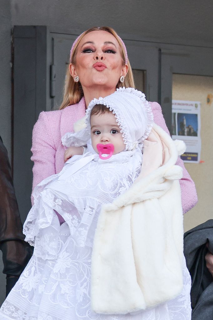 Actress Ana Garcia Obregon during baptism of Ana Sandra Lequio