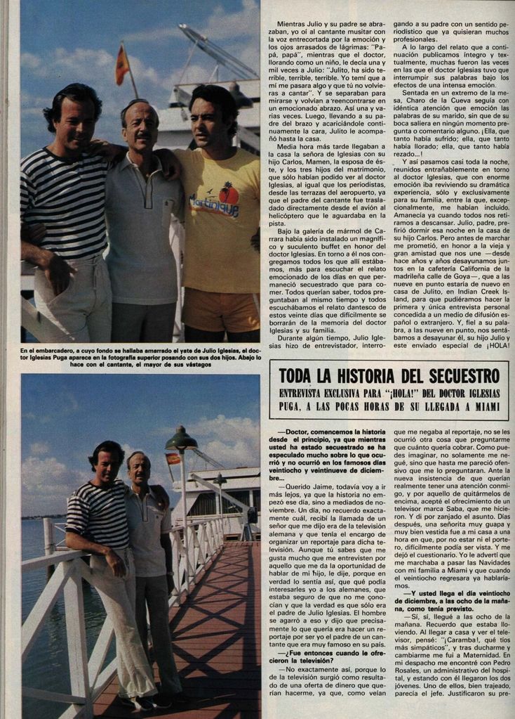 JPG del Pdf Hola 1954 . Enero 1982. Liberacion. Secuestro padre de Julio Iglesias. Liberado llega a Miami.