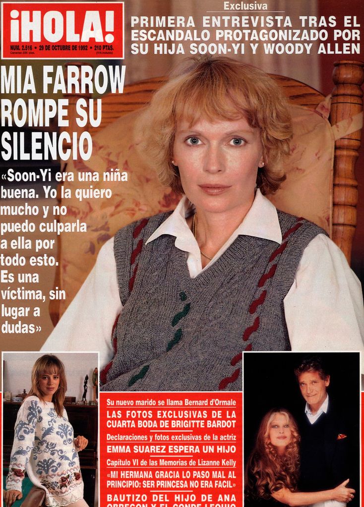 Mia Farrow en la portada ¡HOLA! del 29 octubre de 1992