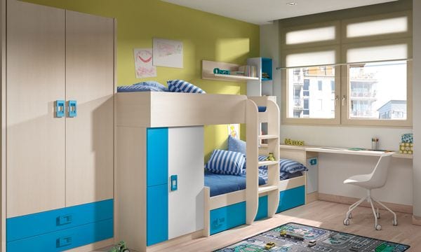 La distribución de los muebles, clave fundamental de un buen dormitorio infantil para dos