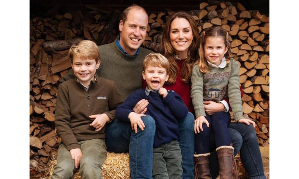 The Cambridges posed for their family Christmas card photo at their country home in Norfolk