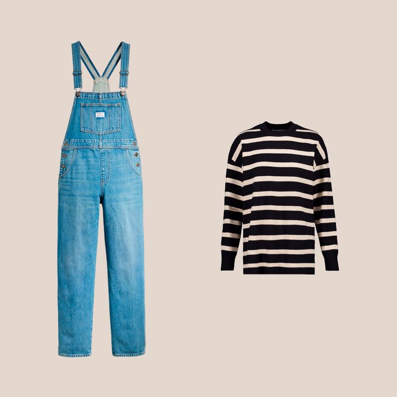 peto denim y jersey de rayas