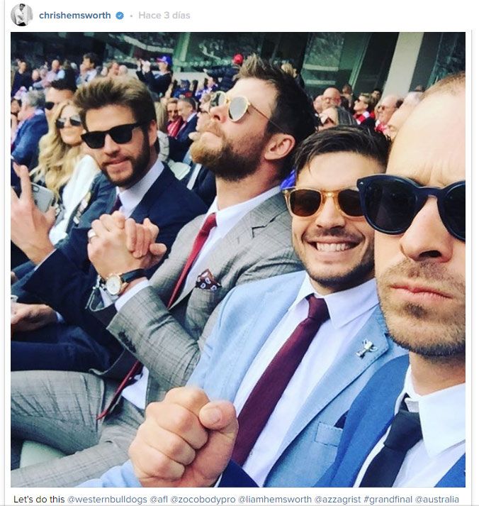 El actor, que es un incondicional de los Western Bulldogs, club de fútbol australiano, no quiso perderse la final de la AFL (Liga de Fútbol Australiana), que su equipo disputaba