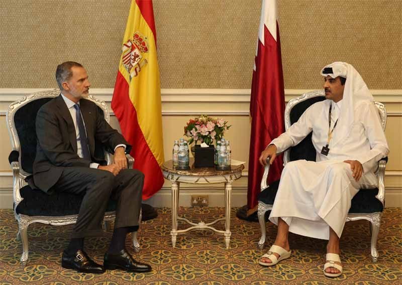 El rey Felipe con el emir de Catar 