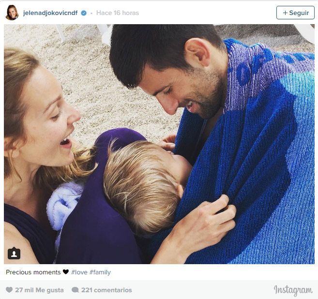 Una fotografía compartida por Jelena junto a su marido, Novak Djokovic y el hijo de ambos, Stefan
