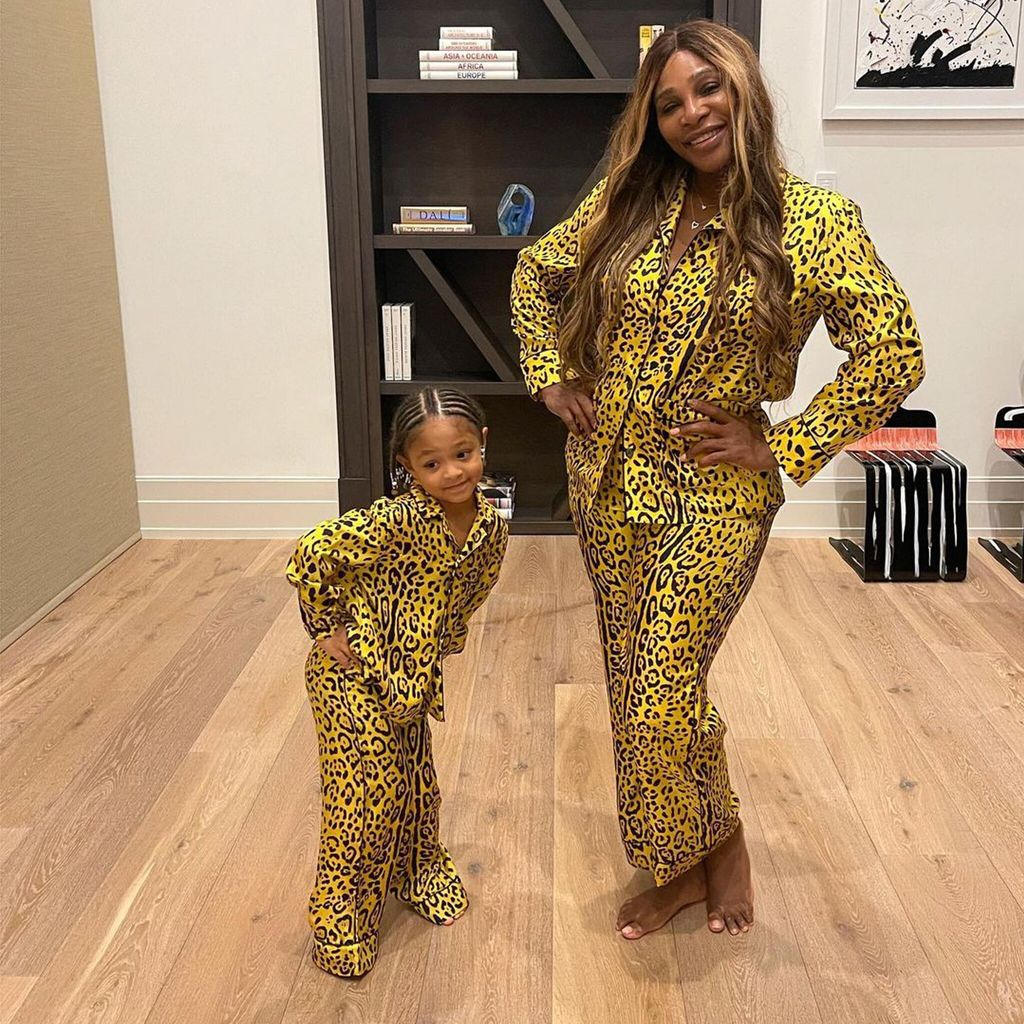 Serena Williams and Olympia wear matching pajamas