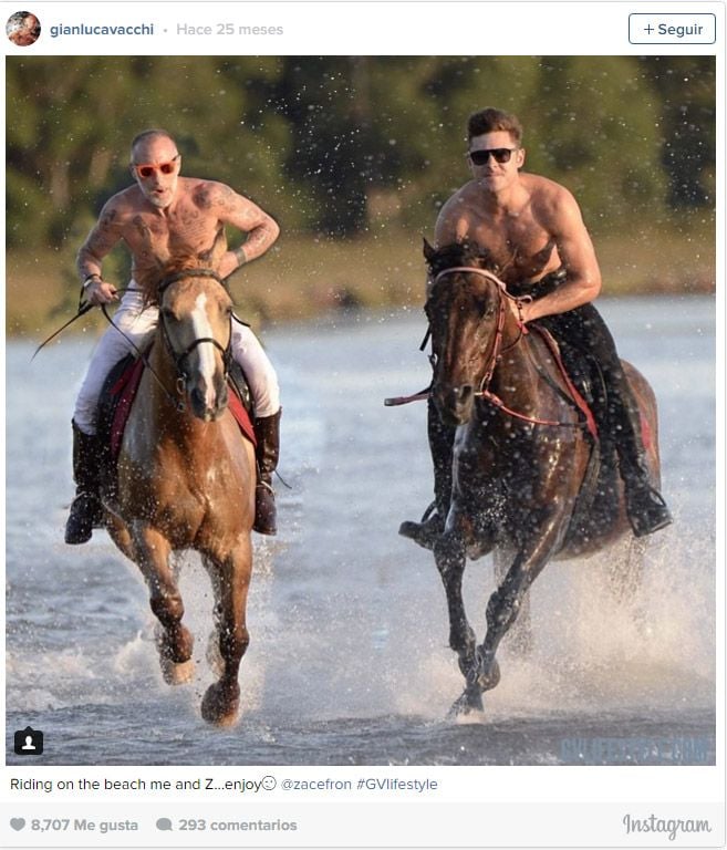 Ginluca Vacchi con Zac Efron en el verano de 2014
