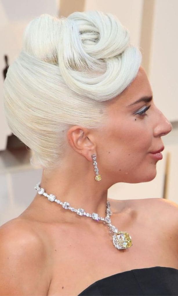 lady gaga hairstyles white bun