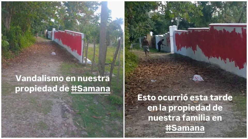 Estas son las imágenes que Montaner compartió de cómo quedó una de las bardas de su propiedad en Samaná