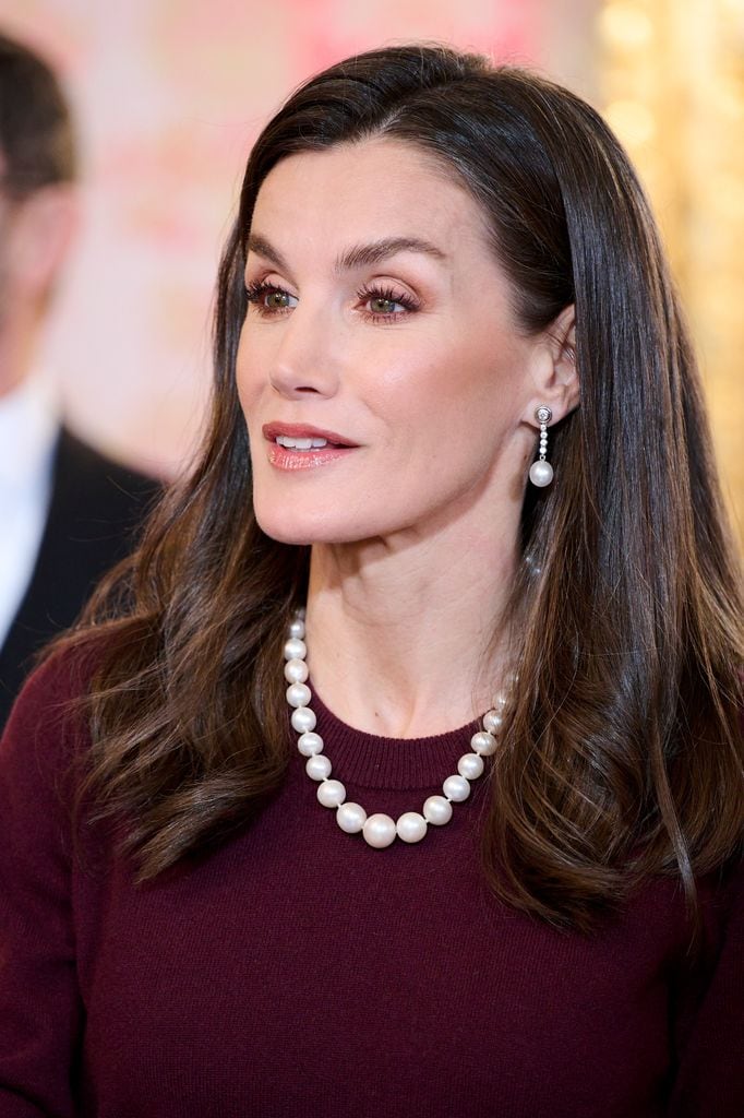 MADRID, SPAIN - JANUARY 06: Queen Letizia of Spain attends the Pascua Militar ceremony at the Royal Palace on January 06, 2025 in Madrid, Spain. (Photo by Carlos Alvarez/Getty Images)